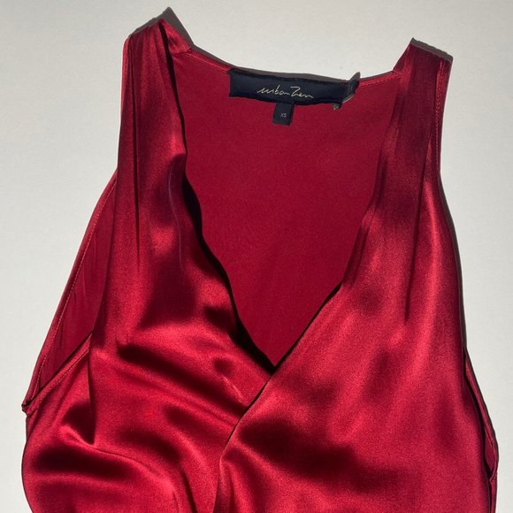 Gorgeous Urban Zen (Donna Karan) Sleeveless Draped Dark Red Silk Charmeuse Dress - Picture 8 of 15